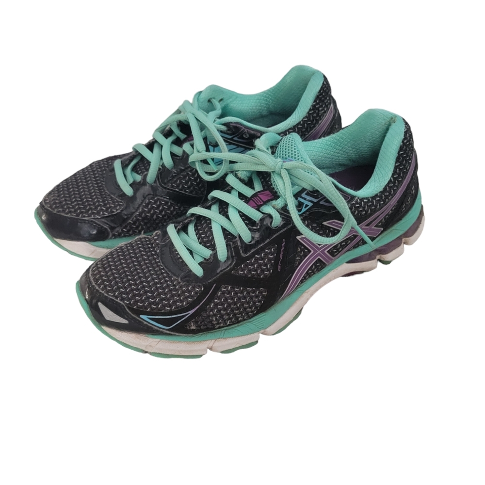 Womens Asics GT 2000 3 Black Purple Teal Running Shoes T550N Sneakers Size 8